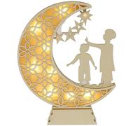 Eid Ramadan Night Light Handmade 3d Wooden Moon Shape Led Light Decoration Islamic Table Decor Eid Crafts Night Light for Home