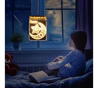 Eid Ramadan Window Decorative Lights, 3D Moon and Star Islam Mubarak Ramadan Decorative Lamp for Eid Mubarak Islam Holiday Party Window Ramadan, Battery Powered
