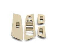 EIDASH Car Inner Trim Door Pull Handle Cover RHD Interior Car Front Rear Door Window Lift Switch Panel Cover Trim for 5 Series M5 G30 G31 F90 525 528(Beige 4pcs Set)