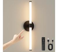 EIDEARAY Battery Operated Wall Lights,USB Rechargeable Wall Light,60CM Black LED Wall Lamp with Remote Control, Dimmable Touch Wireless Modern Wall Lights for Living Room Bedroom