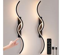 EIDEARAY Battery Operated Wall Sconces, Rechargeable Wall Sconces, 3000K-6500K LED Wireless Wall Light, Modern Wall Lamp not Hardwired for Living Room Bedroom Hallway (Black)