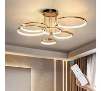 EIDEARAY LED Ceiling Light，Modern Nest Design Ceiling Lamp Dimmable with Remote Control Lamp Golden Ring Ceiling Lighting Apply Living Room Kitchen Hallway Balcony Dining Room (Six Rings)