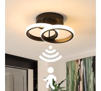EIDEARAY LED Motion Sensor Ceiling Light Indoor, 18W Warm White 3000K Ceiling Light, 24 * 16 * 12.5CM Sensor Light,Suitable for Garages, Hallway, Aisle, Porch, Corridor，Entrance，Lof (Black)