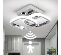 EIDEARAY LED Motion Sensor Ceiling Light Indoor, 22W Cold White 6000K Ceiling Light, Square Design Sensor Light,24 * 20 * 9CM，Suitable for Garages, Hallway, Aisle, Porch, Corridor，Entrance (Silver)