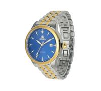 EIDIKA Men's Classic Automatic Mechanical Watch - Masterpiece Series - Date Calendar, Luminous Hands, Exhibition Caseback, Water-Resistant, Self-Winding, Blue Dial, 43mm, Blue/Gold (Two-Tone)