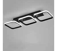 EIDISUNY Ceiling Light LED 3 Square Simple 54cm Black Modern Led Ceiling Light for Hallway Entrance Office Bedroom Kitchen Living Room Aisle Balcony Dining Room lamp - Black 33W Cool White Light 6000K