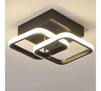 EIDISUNY Ceiling Light Square Modern LED Aluminum White Black Small Ceiling Lamp for Entrance Hallway Office Bedroom Kitchen Living Room 22W Warm White Light (Black)