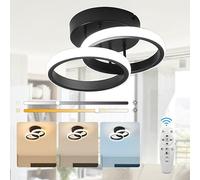 EIDISUNY Dimmable LED Ceiling Light Modern Circle LED Ceiling Lamp with Remote Control, 3 Colour Temperature, Ceiling Lighting Fixture for Kitchen Bedrooms Hallway Office Loft Aisle - 22W Black.