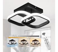 EIDISUNY Dimmable LED Ceiling Light Modern Square LED Ceiling Lamp with Remote Control, 3 Colour Temperature Adjustments, Ceiling Lighting Fixture for Kitchen Bedrooms Hallway Office - 22W Black.