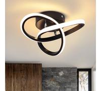 EIDISUNY Led Ceiling Light, 25cm Black Simple Curved Small Hallway Lamp, Black Modern Ceiling Lights Fixture for Hallway Bedroom, Living Room Aisle Entryway Balcony Stair - 26W Warm White Light 3000K