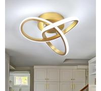 EIDISUNY LED Ceiling Light,26cm 22W Flower Shape Gold LED Ceiling Lights, 6000K Cool White Light Lamp, Modern Ceiling Lights for Living Room, Bedroom, Kitchen, Hallway, Office - Brushed Gold
