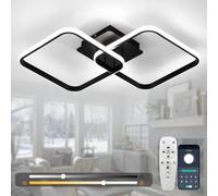 EIDISUNY Led Ceiling Light Dimmable 54cm Modern Square LED Ceiling Lamp with Remote Control, Ceiling Lighting Fixture for Kitchen Bedroom Living Room Hallway Office - 42W, Black, 54cm, 3000K-6000K