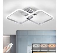 EIDISUNY Led Ceiling Light Dimmable 54cm Modern Square LED Ceiling Lamp with Remote Control, Ceiling Lighting Fixture for Kitchen Bedroom Living Room Hallway Office - 42W, Silver, 54cm, 3000K-6000K