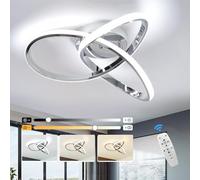 EIDISUNY Led Ceiling Light Dimmable, Modern Led Ceiling Lamp with Remote Control, Minimalist Chrome Ceiling Lights for Bedroom Kitchen LivingRoom Dining Office Hallway - 42W, Silver, 40cm, 3000K-6000K