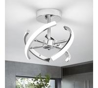 EIDISUNY LED Ceiling Light Elegant Curved Design Ceiling Lights Fixture with 4 LED Strips 22W for Hallway Office Bedroom Kitchen LivingRoom DiningRoom - Silver(Cool White Light 6000K)