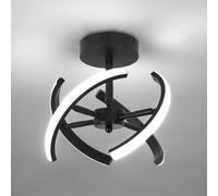 EIDISUNY LED Ceiling Light Elegant Curved Modern Design Ceiling Lights Fixture with 4 LED Strips 22W for Hallway Office Bedroom Kitchen Living Room Dining Room - Black (Cool White Light 6000K)