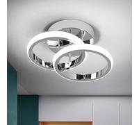 EIDISUNY LED Ceiling Light Modern 24cm Silver Round Simple Ceiling Light Fixture LED for Corridor Kitchen Stairs Hallway Study Room Bedroom Living Room - Chrome 22W Cool White Light 6000K