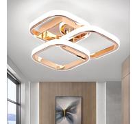 EIDISUNY LED Ceiling Light Modern 36W 3 Square Gold Ceiling Lights Fixture LED for Hallway Office Bedroom Kitchen Living Room Lamp Dining Room - Gold (Cool White Light 6000K)
