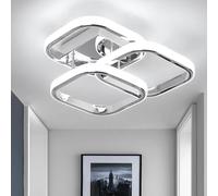 EIDISUNY LED Ceiling Light Modern 36W 3 Square Silver Ceiling Lights Fixture LED for Hallway Office Bedroom Kitchen Living Room Lamp Dining Room - Silver (Cool White Light 6000K)
