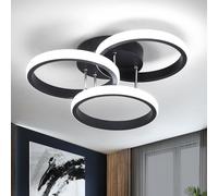 EIDISUNY LED Ceiling Light Modern 36W 32CM 3 Circle Black LED Ceiling Lights Fixture for Hallway Office Bedroom Kitchen Dining Room Living Room Lamp - Black, Cool White Light 6000K