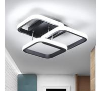 EIDISUNY LED Ceiling Light Modern 36W 32CM 3 Square Black Ceiling Lights Fixture LED for Hallway Office Bedroom Kitchen Living Room Dining Room - Black (Cool White Light 6000K).