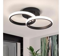 EIDISUNY LED Ceiling Light Modern Ceiling Lamp 33cm Black 2 Rings Ceiling Lights Fixture LED for Corridor Kitchen Stairs Hallway Study Room Bedroom Living Room - Black 25W (Natural Light 4500K)