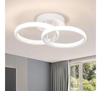 EIDISUNY LED Ceiling Light Modern Ceiling Lamp 33cm Wihte 2 Rings Ceiling Lights Fixture LED for Corridor Kitchen Stairs Hallway Study Room Bedroom Living Room - Wihte 25W (Natural Light 4500K)