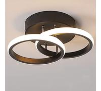 EIDISUNY LED Ceiling Light Modern Ceiling Lamp Black Rings Simple Ceiling Light Fixture LED for Corridor Kitchen Stairs Hallway Study Room Bedroom Living Room - Black 20W (Warm White Light 3000K).