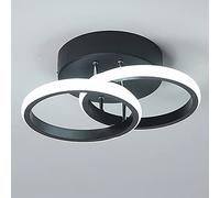EIDISUNY LED Ceiling Light Modern Ceiling Lamp Black Rings Simple Ceiling Light Fixture LED for Corridor Kitchen Stairs Hallway Study Room Bedroom Living Room - Black 20W (Cool White Light 6000K).