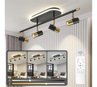 EIDISUNY LED Dimmable Ceiling Lights with Remote Control, Modern Black Gold Ceiling Lights Elegant Adjustable 4 Way Spotlight Ceiling Light LED for Living Room Kitchen Bedroom Office Track Light 30W