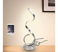 EIDISUNY LED Touch Control Table Light USB Charge Bedside Lamp Spiral Silver 3 Colors Dimmable Lamp for Bedroom Nightstand Lamps Bookshelf Office Desk Lamp 22W (Silver)