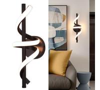 EIDISUNY Led Wall Light, Indoor Led Wall Sconce Light, Modern Wave bar LED Wall Lighting Fixtures, Indoor Black Wall Lamp for Living Room Hallway Bedroom Vanity Mirror - (Warm White Light)