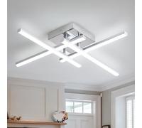 EIDISUNY Modern Ceiling Light LED, 24W Silver Ceiling lamp 4 Built-in LED Boards, 6500K Cool White Elegant Design Ceiling Light Fixture for Bedroom Hallway Living Room Dining Room Corridor Kitchen