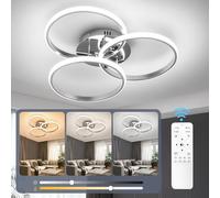 EIDISUNY Modern Ceiling Light LED, 48cm 45W Silver LED Dimmable Ceiling Lights Fixtures with Remote Control, 3000K-6500K, Round Ceiling Lamp LED for LivingRoom DiningRoom Bedroom Kitchen Hallway - 45W