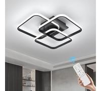 EIDISUNY Modern Ceiling Light LED, 50cm Black LED Dimmable Ceiling Lights Fixtures with Remote Control, Square Flush Mount Lamp for Living Room Dining Room Bedroom Kitchen Hallway Light - 40W