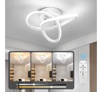 EIDISUNY Modern Ceiling Lights LED with Remote Control, 26cm 22W 3000K-6000K, 3Colour Temperatures, Flower Shape LED Ceiling Lighting Fixture for Living Room BedroomKitchenHallway Office - White