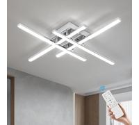 EIDISUNY Modern Dimmable Ceiling Light LED, 60cm 42W Silver 4 Built-in LED Boards, 3000K-6000K, LED Dimmable Ceiling Lights Fixtures with Remote Control for Bedroom Hallway LivingRoom Corridor Kitchen