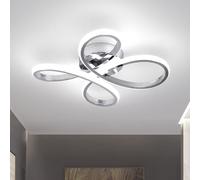 EIDISUNY Modern LED Ceiling Light, 30W Sliver Curved Creative Modern Ceiling Lights Fixture LED for Living Room Bedroom Corridor Aisle Hallway Indoor Office Kitchen Lamp - Cool White Light 6000K