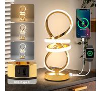 EIDISUNY Modern LED Table Lamp,3 Color Temperatures,Touch Control Stepless Dimmable Bedside Table Lamp with USB Ports, Touch Control LED Nightstand Lamp, Desk Lamp for Living Room,Bedroom(Gold)