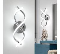 EIDISUNY Wall Lights LED Silver Modern Elegant Spiral Indoor LED Wall lamp for Bedside Bedroom Living Room Hallway Indoor Kitchen Stairs Wall Lighting Fixture - Silver 24W 6500K Cool White Light