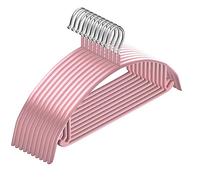 Eidoct 10 Pack Non Slip Coat Hanger,Coat Jacket Hangers,Sweater Hangers,PVC Coating Metal Hangers for Pants,Shawls,Bras - Dimple & Crease Free T Shirt Hangers,Light-Weight Knitwear Hanger (Pink)