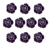 Eidoct 10 Pcs Ceramic Vintage Floral Rose Flower Door Knobs Handle Drawer Kitchen + Screws (Purple)