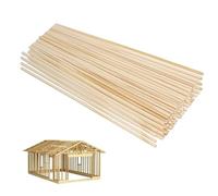 Eidoct 100 Pcs Square Wooden Sticks, Balsa Wood Sticks, Unfinished Hardwood Strips, Natural Long Woodcraft Sticks, Wood Dowel Rods, for DIY Molding Crafts Projects Making Stands (3 x 3 x 300 mm)