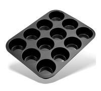 Eidoct 12 Hole Muffin Tray with PFOA Non Stick, Robust 1mm Carbon Steel, 35 x 27cm Cupcake Tin, Non Stick Sturdy Cupcake Baking Muffin Tray Yorkshire Pudding Baking Pan