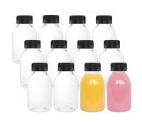 Eidoct 12 Pack 8 OZ (250 ML) Clear Plastic Juice Bottles with Lids Bulk Beverage Containers with Black Tamper Evident Lids for Fruit Vegetable Juicing Smoothie Cold Drinks and Homemade Beverages