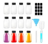 Eidoct 12 Pack 8 OZ (250 ML) Clear Plastic Juice Bottles with Lids Bulk Beverage Containers with Black Tamper Evident Lids for Fruit Vegetable Juicing Smoothie Cold Drinks and Homemade Beverages