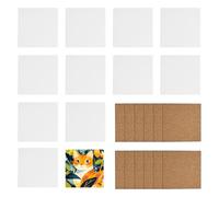 Eidoct 12 Pack White Ceramic Coasters, 10 cm Ceramic Tile for Crafts Coasters, Unglazed Blank Tiles, with 12 Pcs Cork Backing Pads, for Painting Projects Acrylic Pouring DIY Coasters Mosaics (Square)