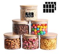Eidoct 15oz/450ml Glass Food Storage Jars Set of 6, High Borosilicate Clear Kitchen Pantry Food Canister Container For Cereal, Pantry Organization Jar, Spice, Salt, Tea, Coffee and Sugar Container
