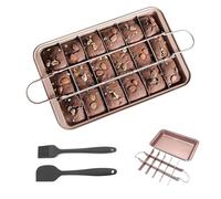 Eidoct 18-Slot Rectangular Carbon Steel Brownie Traybake，900g Thickened Non-Stick Divided Brownie Tin for Baking/Precut Tray for Professional Slices，Carbon Steel