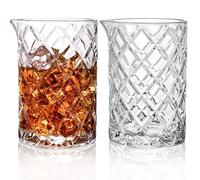 Eidoct 2 Pack 24oz/700ml Crystal Cocktail Mixing Glass, Crystal Cocktail Mixing Jug, Thick Bottom Seamless Bar Mixing Pitcher for Martini, Mojito